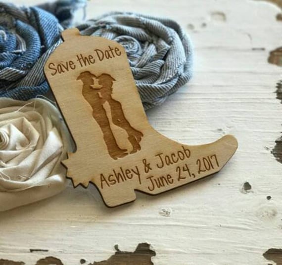 50 Cowboy Boot Save The Date Wedding Favor Magnets Wedding Etsy
