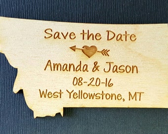 Montana Save the Date Qty 30-50 Wedding Favor, State Magnets - Bride, Groom, Gift, Save the Date, Rustic, Custom, United States Magnets