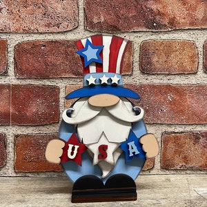 Uncle Sam Gnome cutout, unpainted wooden cutout - Qty 1, ready for you to paint