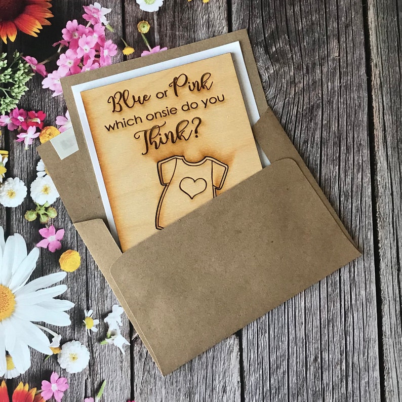 Qty 10 It/'s A Girl Blue or Pink Which Onsie Do You Think? Baby Announcement and Envelope Gender Reveal Baby Announcement Magnets