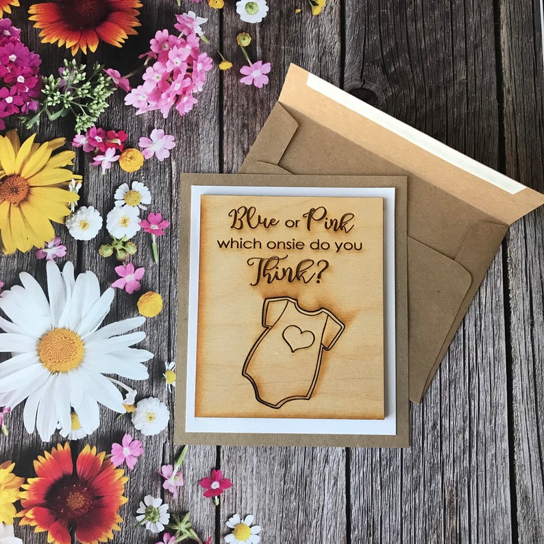 Qty 10 It/'s A Girl Blue or Pink Which Onsie Do You Think? Baby Announcement and Envelope Gender Reveal Baby Announcement Magnets