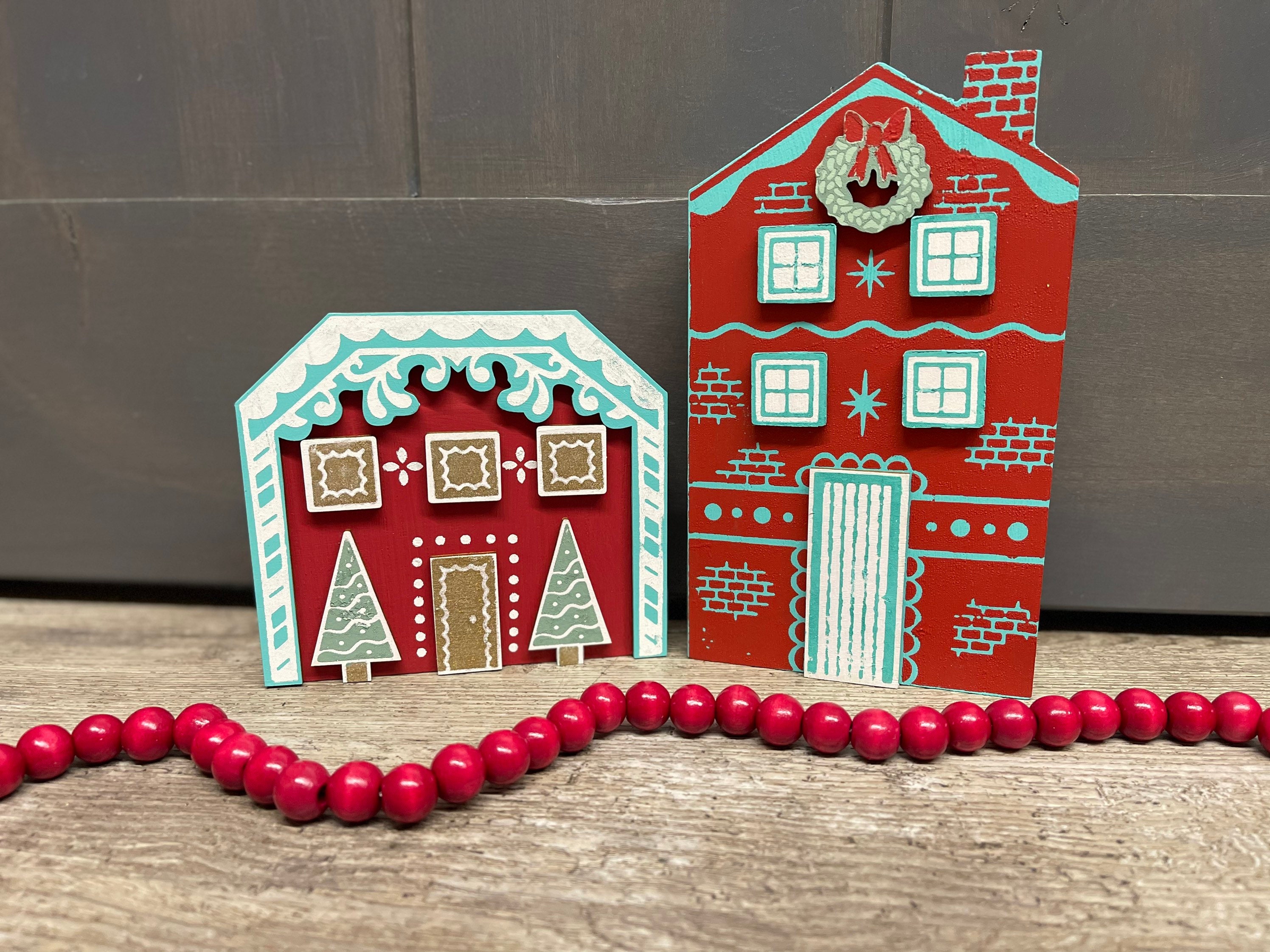 Christmas Village House Cutouts Unfinished Sign Ready for You - Etsy