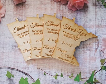 Minnesota Qty 55-150 Wedding Favor, State Magnets - Bride, Groom, Gift, Save the Date, Rustic, Custom, United States Magnets