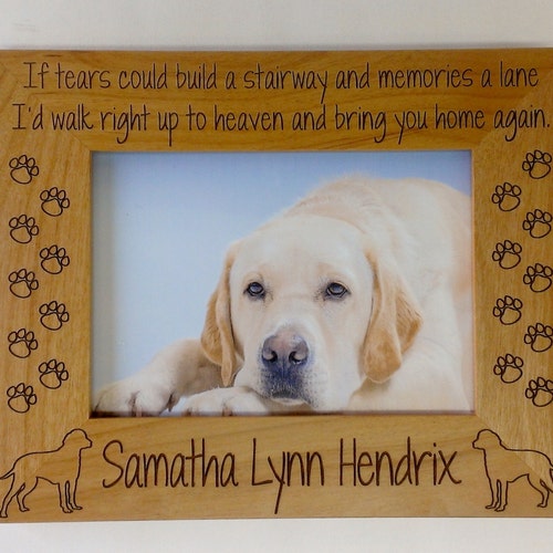 Engraved Dog Memorial Glass Picture Frame Pet Memorial Dog Etsy