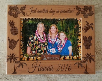 Hawaii Picture Frame 5x7 Vacation  Custom Laser Engraved Frame