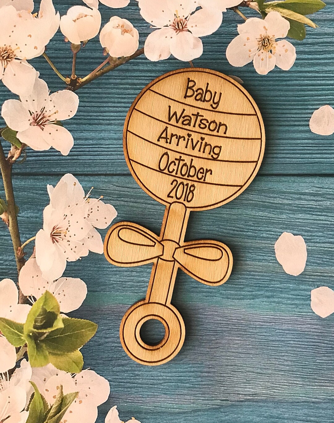 Baby Rattle Qty 10 - 25 Personalized Baby Announcement Magnets/ Baby ...