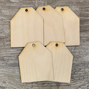 10 blank mini wooden tag cutouts