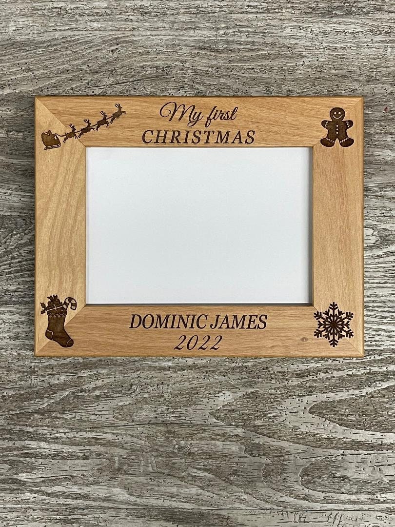 My First Christmas 5x7 Picture Frame Custom laser engraved