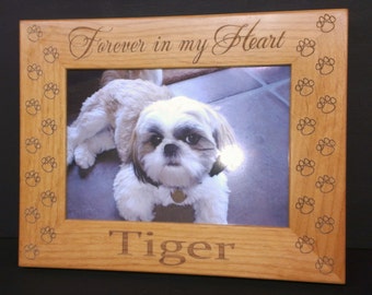 Pet Memorial 5x7 "Forever in my Heart", Custom Laser Picture Frame Pet, Pet loss frame