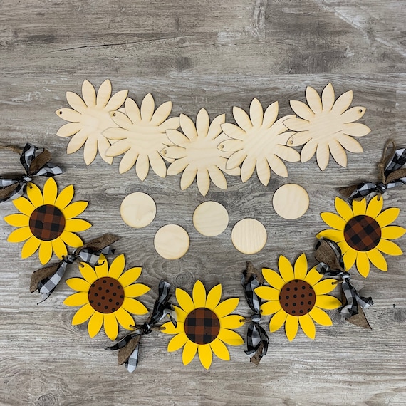 Sunflower Cutouts Unfinished Wooden Sunflowers for Banner Etsy