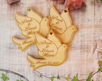 Dove Wedding Favor Qty 30-50, 3" Wedding Favor Magnet, Bride, Groom, Gift, Save the Date