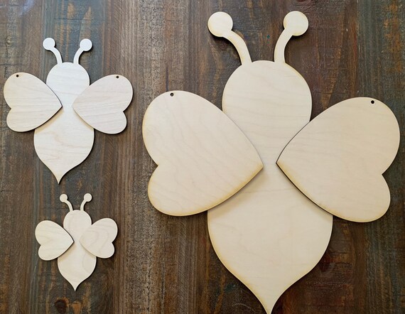 Small or Medium Bee Cutouts Unpainted Wood Cutout Etsy