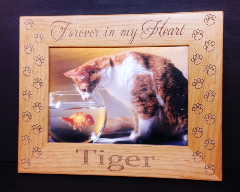 Cat Memorial Picture Frame 5x7 Pet Custom Laser Engraved Frame Etsy