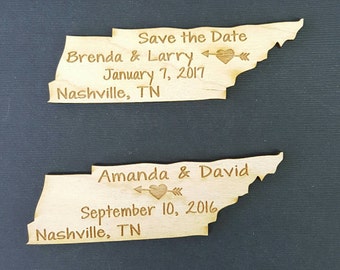 Tennessee Save the Date Qty30-50 Wedding Favor State Magnets - Bride, Groom, Gift, Save the Date, Rustic, Custom, United States Magnets