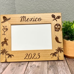 Mexico Vacation 4x6 Picture Frame Family Vacation, Custom Laser Engraved Frame