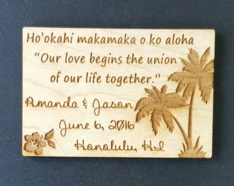 Hawaii Qty 10-25 Wedding Favor Magnet - Bride, Groom, Gift, Save the Date, Rustic, Custom, Hawaii Wedding Favor