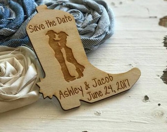 Cowboy Boot Qty 55-150 Save the Date Wedding Favor Magnets, Western Wedding Favor, Cowboy and Cowgirl, Bride, Groom, Gift