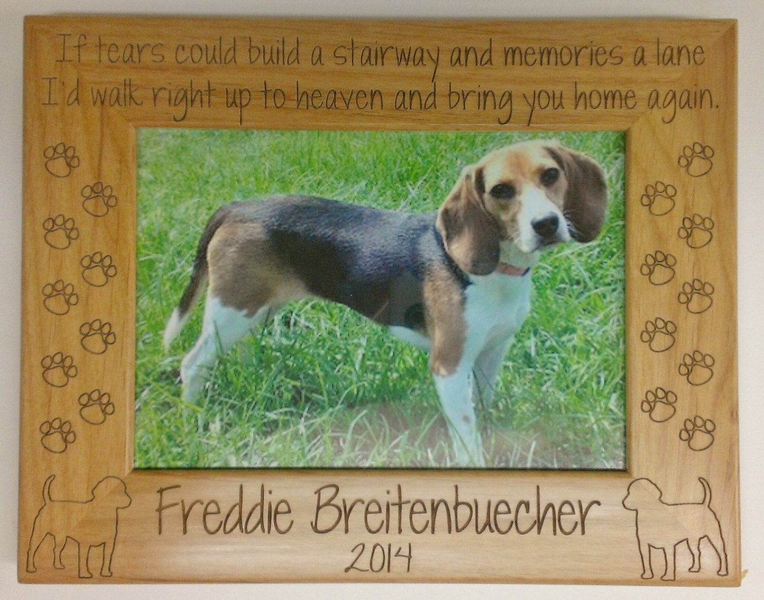 Dog Memorial Picture Frame 5x7 Pet Custom Laser Engraved Etsy
