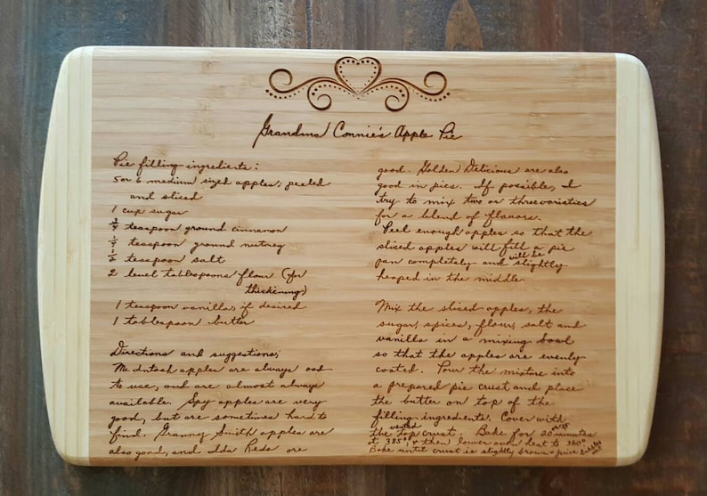 Personalized Cutting Board, 18 x 12 Large Top Quality Bamboo Cutting Board, Recipe Cutting Board, Grandma Gift, Mother, Aunt image 1