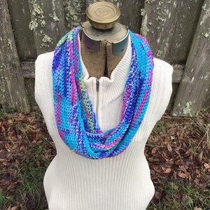 Crochet Multicolor Infinity Scarf, Colorful Infinity Scarf image 4