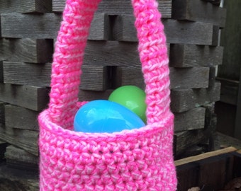 Crochet Basket, Handmade Basket, Holiday Basket, Baby Shower Basket for girls, pink basket