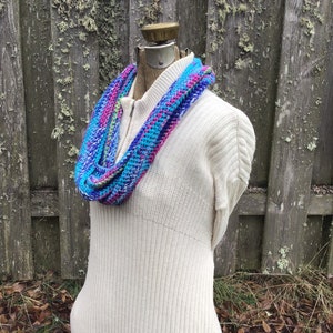 Crochet Multicolor Infinity Scarf, Colorful Infinity Scarf image 2