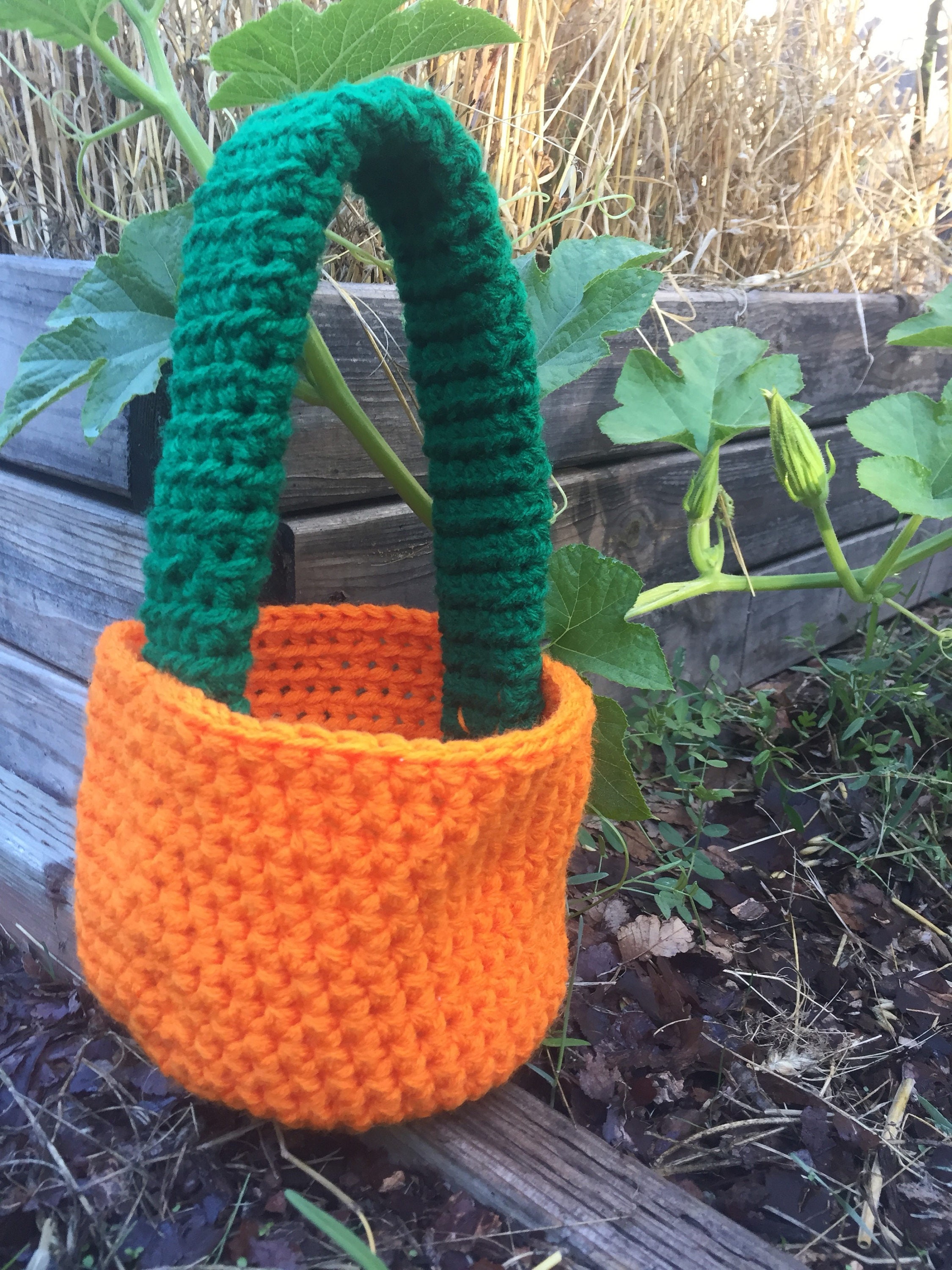 Pumpkin Themed Basket, Crochet Pumpkin Basket, Halloween Trick or Treat