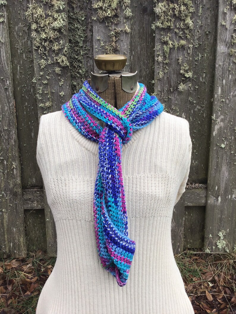 Crochet Multicolor Infinity Scarf, Colorful Infinity Scarf image 5