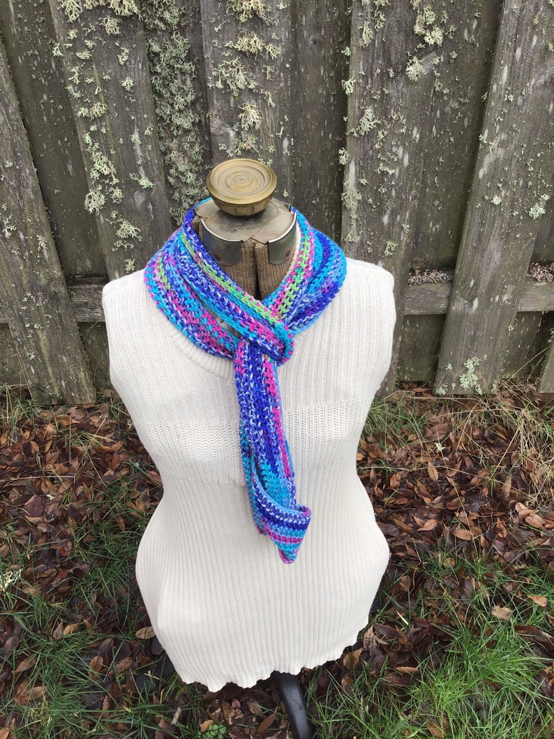 Crochet Multicolor Infinity Scarf, Colorful Infinity Scarf image 8