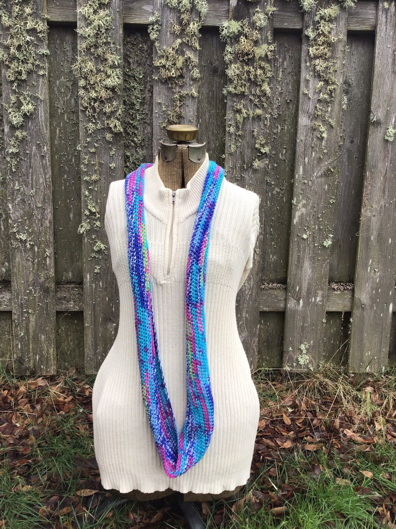 Crochet Multicolor Infinity Scarf, Colorful Infinity Scarf image 9