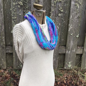 Crochet Multicolor Infinity Scarf, Colorful Infinity Scarf image 3