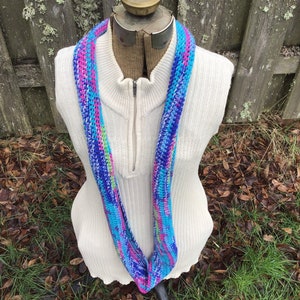 Crochet Multicolor Infinity Scarf, Colorful Infinity Scarf image 10