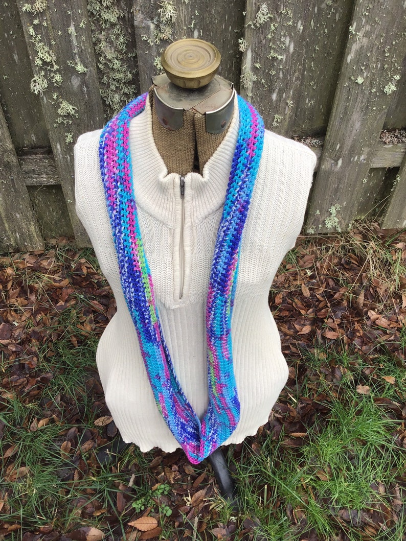 Crochet Multicolor Infinity Scarf, Colorful Infinity Scarf image 10