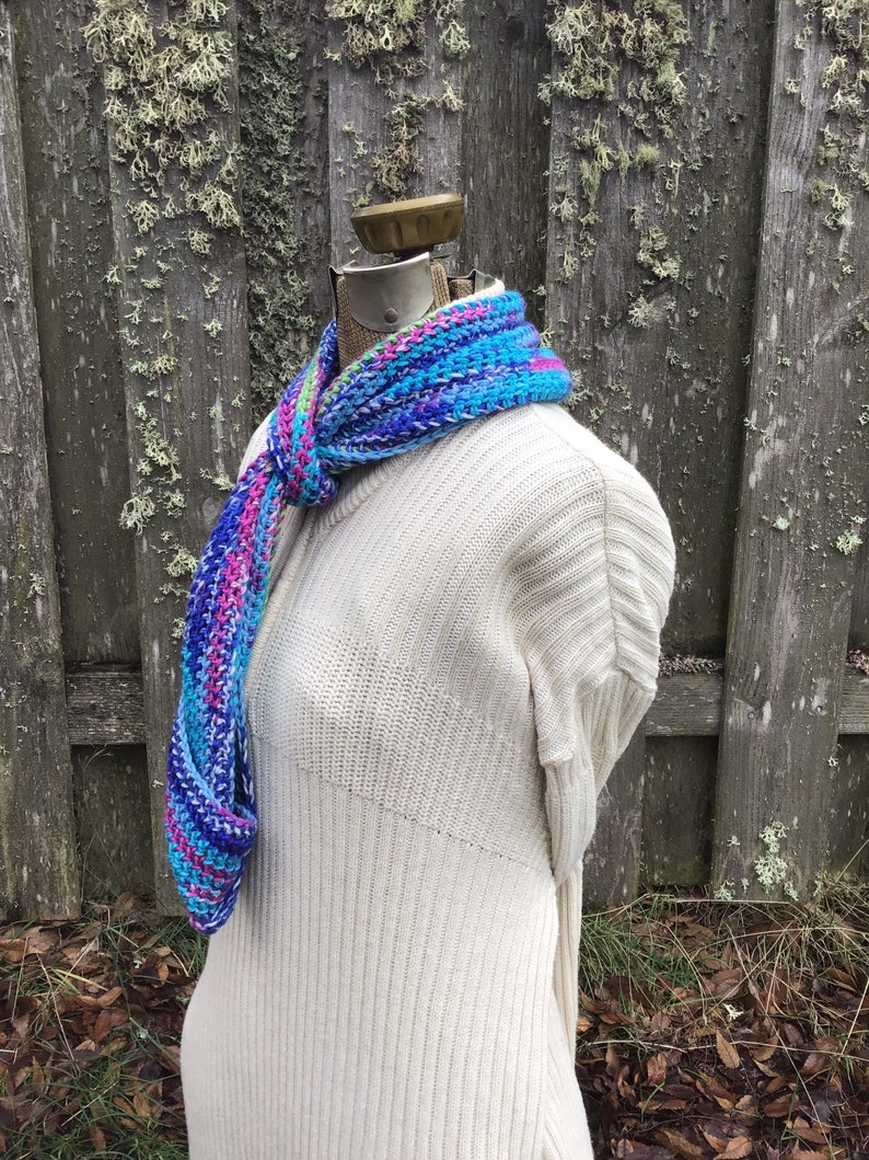 Crochet Multicolor Infinity Scarf, Colorful Infinity Scarf image 6