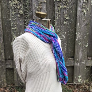 Crochet Multicolor Infinity Scarf, Colorful Infinity Scarf image 7