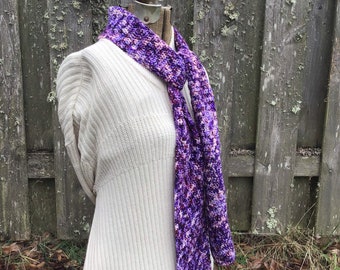 Purple Scarf, Purple Light Weight Scarf, Crochet Purple Scarf, Handmade Purple Scarf