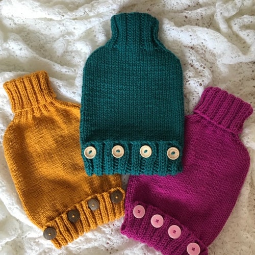 Hot water bottle cover knitting pattern. DK, Aran or Chunky. PDF download