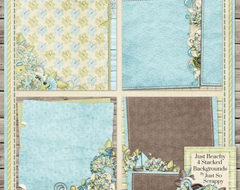 Kit de álbum de recortes digital Just Beachy con fondos apilados - Scrapbooking digital