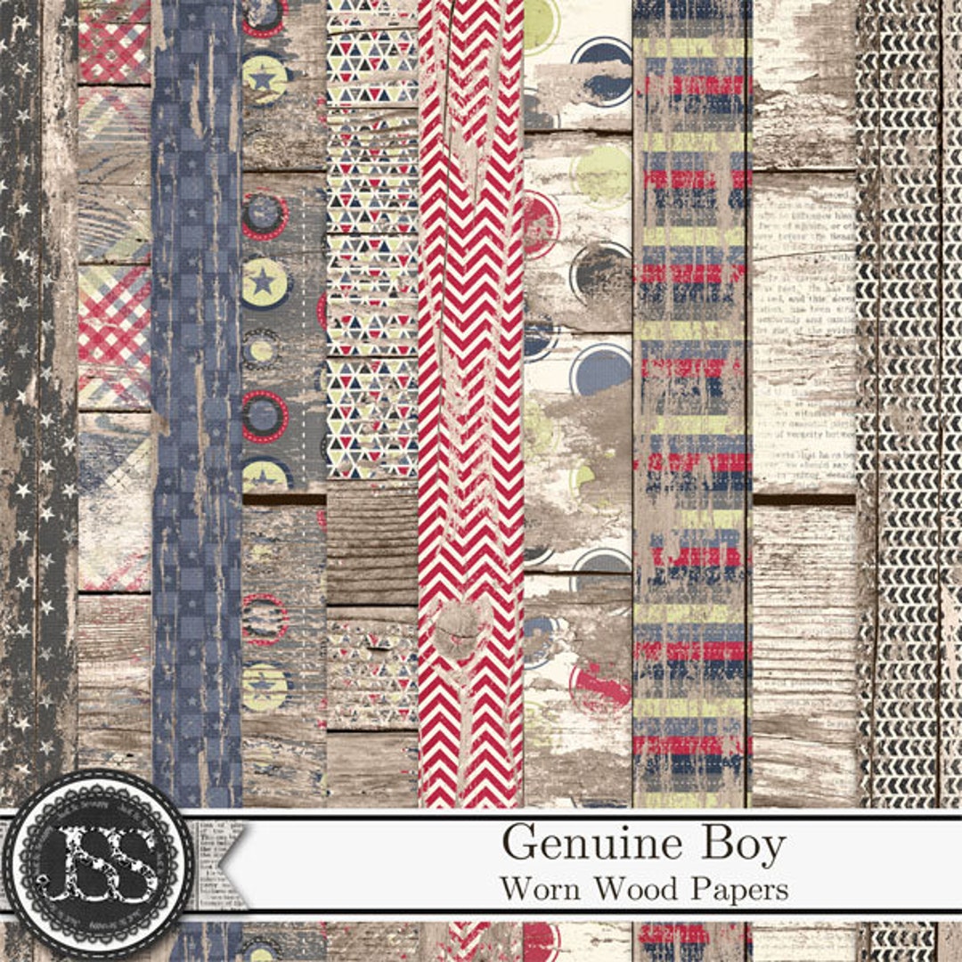 Genuine Boy 12x12 Worn Wood Papers and Backgrounds for Digital ...