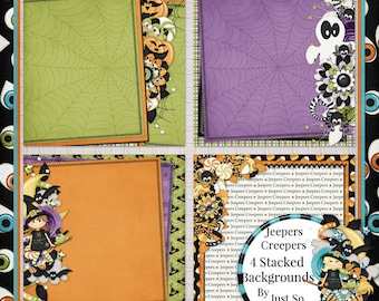 Halloween Jeepers Creepers Digital Scrapbook Kit - Stacked Backgrounds - Instant Download