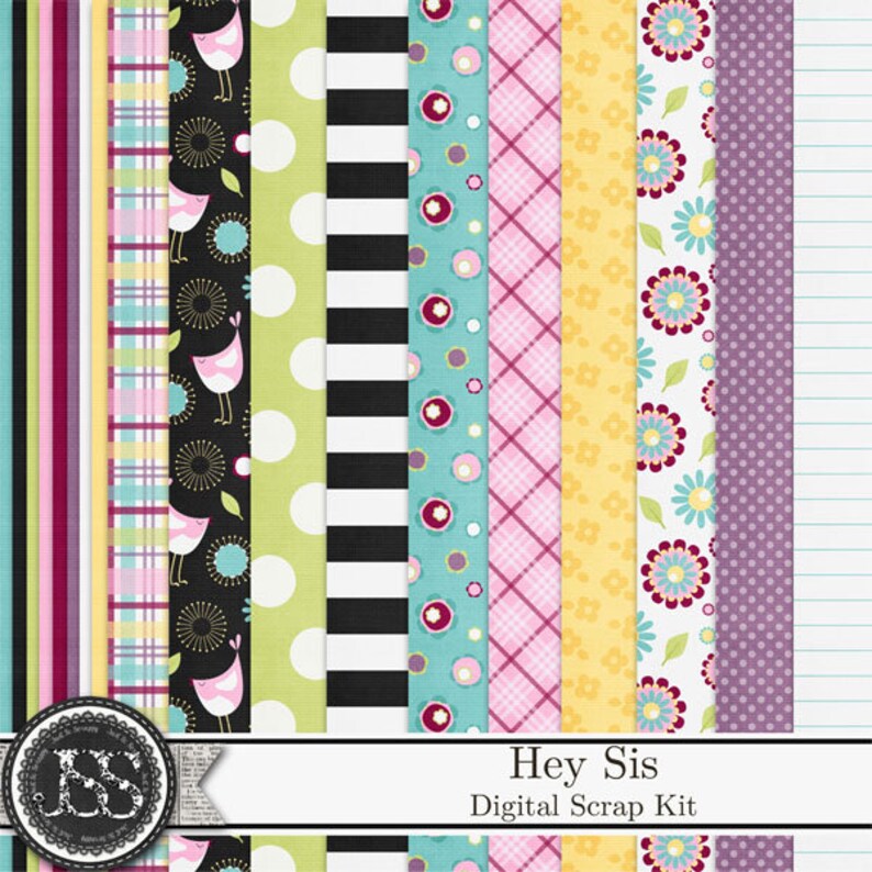 Kit de álbum de recortes digital "Hey Sis" de 12 x 12 pulgadas, para hermanas, femenino, niñas imagen 3
