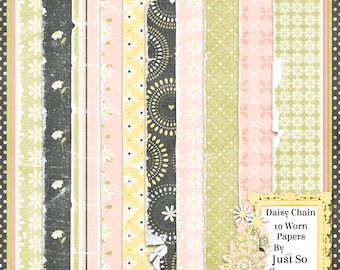 Daisy Chain Digital Scrapbook Kit Worn Papers Pack - Digital Scrapbooking