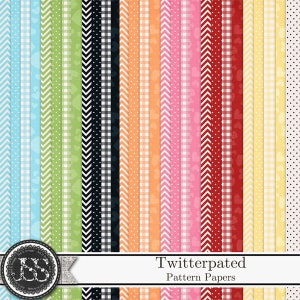 Digital Scrapbook Kit, Twitterpated Valentine 12x12 Pattern Papers, Downloadable