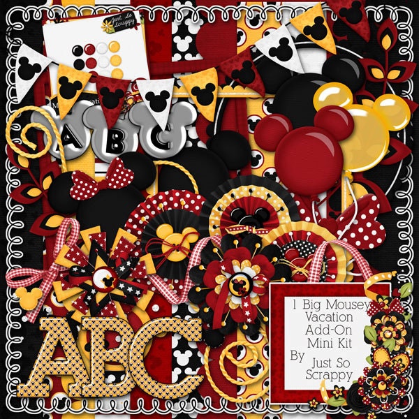 Big Mousey Vacation Digital Scrapbook Add On Kit - Digital Scrapbooking