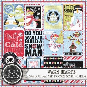 Project Life, Pocket Scrapbooking, Journal Cards - Warm Hearts Winter Print en Cut SVG Journal of Pocket Scrapbooking Cards