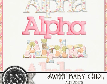 Sweet Baby Girl Alphabets for Digital Scrapbooking and Paper Crafting