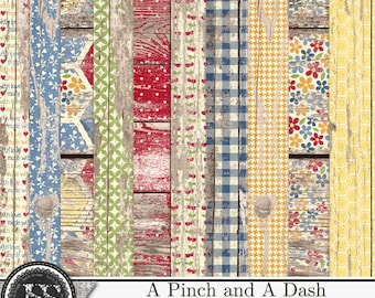 A Pinch and A Dash 12x12 Worn Wood Pattern Papers Digital Scrapbook Kit ...
