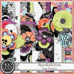 Spookalicious Halloween 12 inch paginaranden elementen en versieringen voor digitale scrapbooking