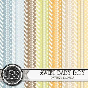 Papieren en achtergronden met patroon voor schattige babyjongens voor digitaal scrapbooken en papier knutselen