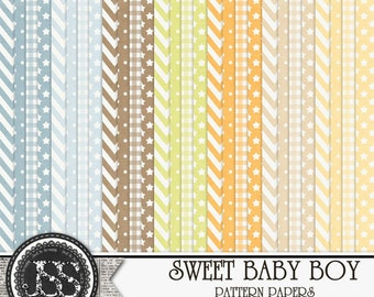 Sweet Baby Boy Patterned Papers and Backgrounds for Digital Scrapbooking and Paper Crafting